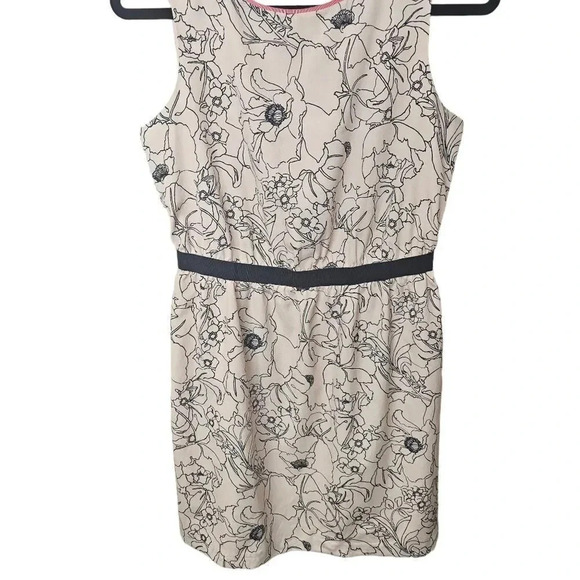 Ann Taylor LOFT Cream Peach‎ Black Floral Dress Size MP - Picture 2 of 8